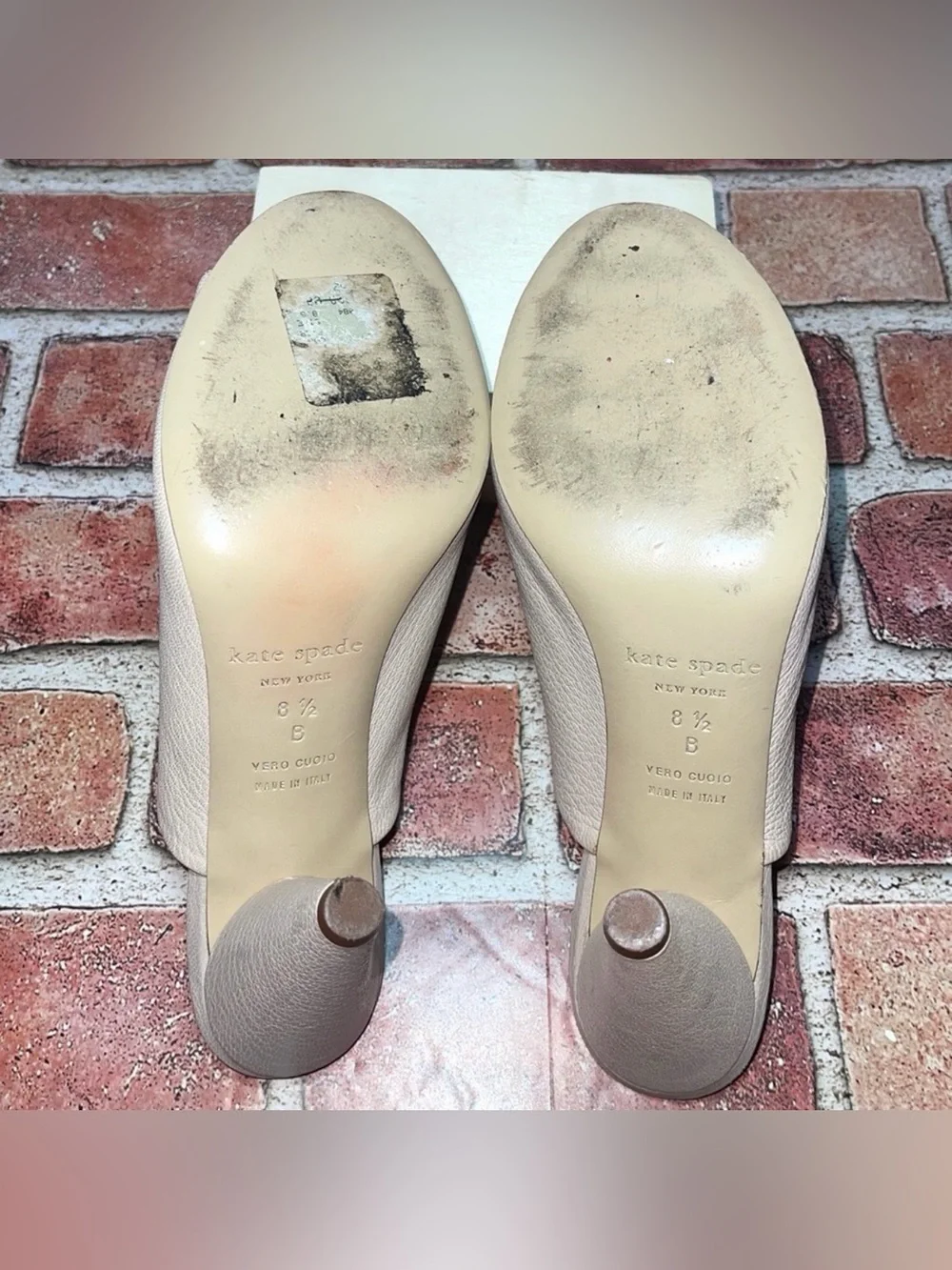 Pre-Owned Kate Spade Bova Pink Nude Peep Toe High Heel Mules Size 8.5B Preppy